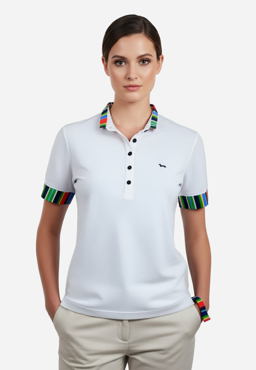 Camiseta Polo Botones Blanca H&B