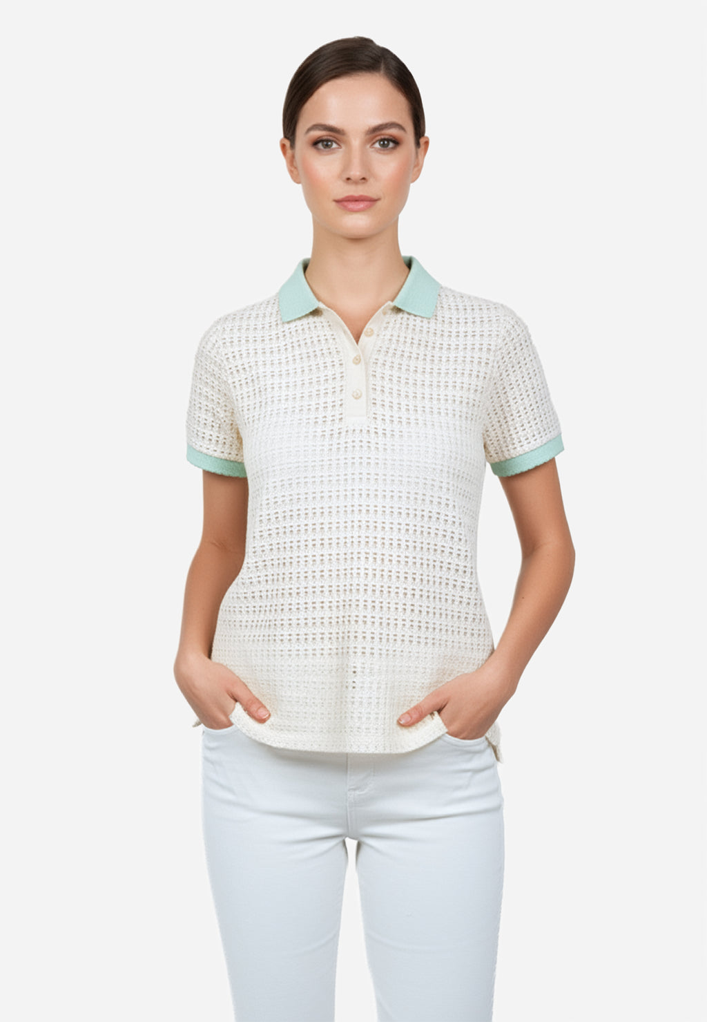 Camiseta Polo Tejida Blanca H&B