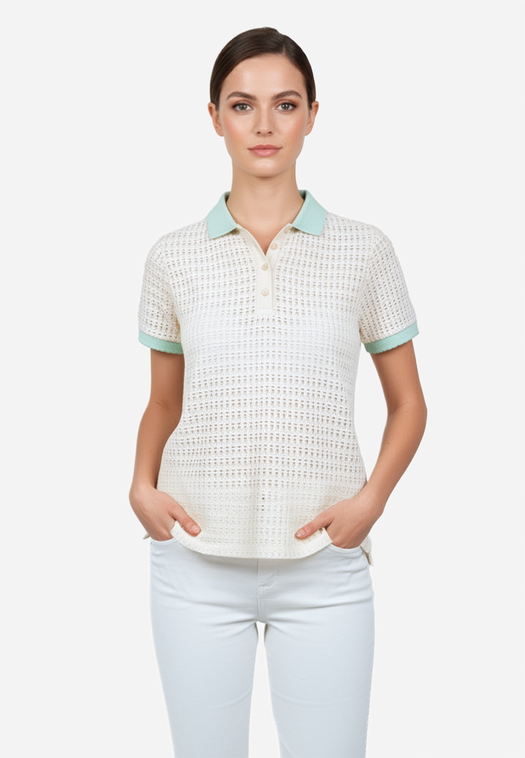 Camiseta Polo Tejida Blanca H&B