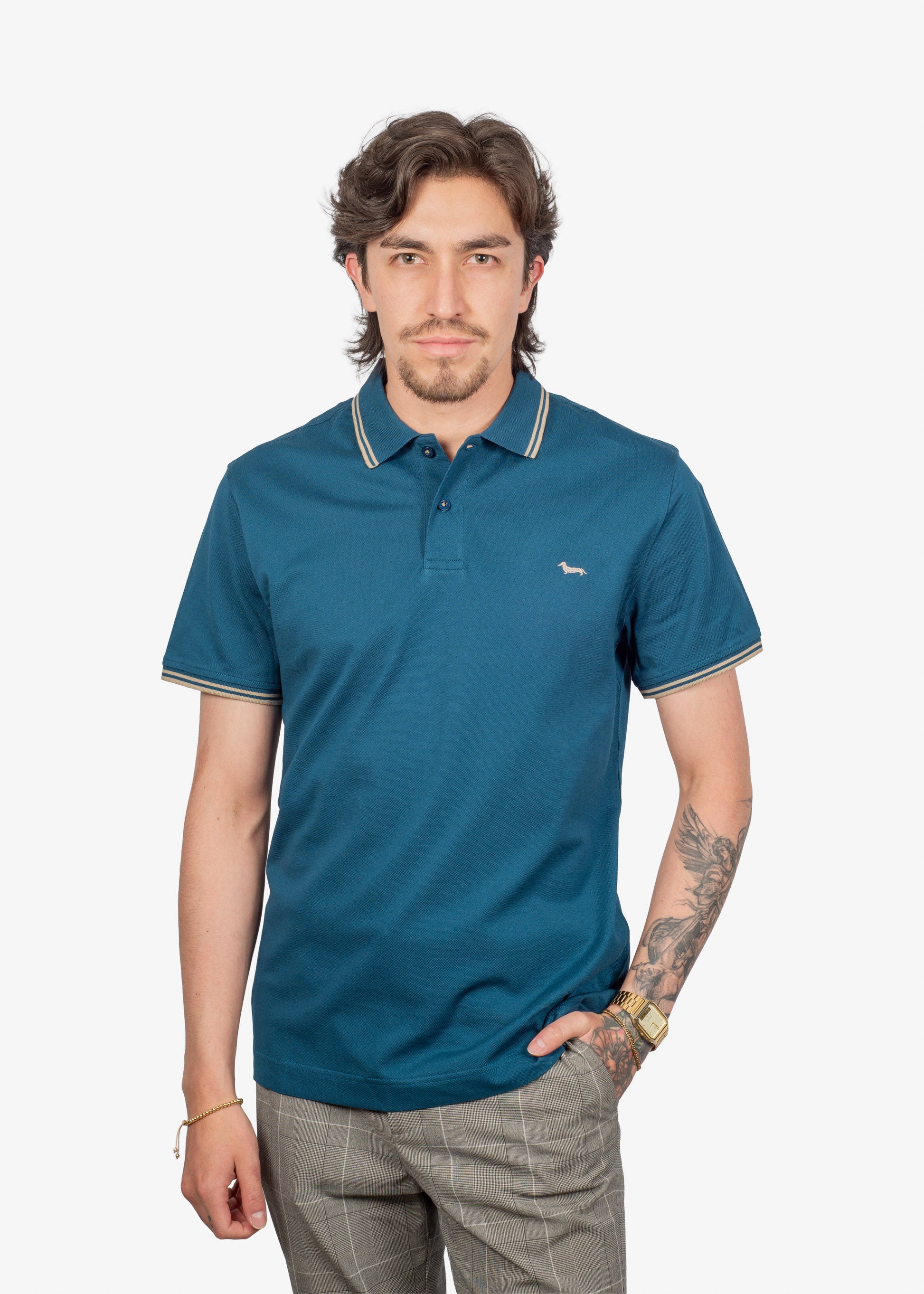 Camiseta Polo Azul Algodón H&B