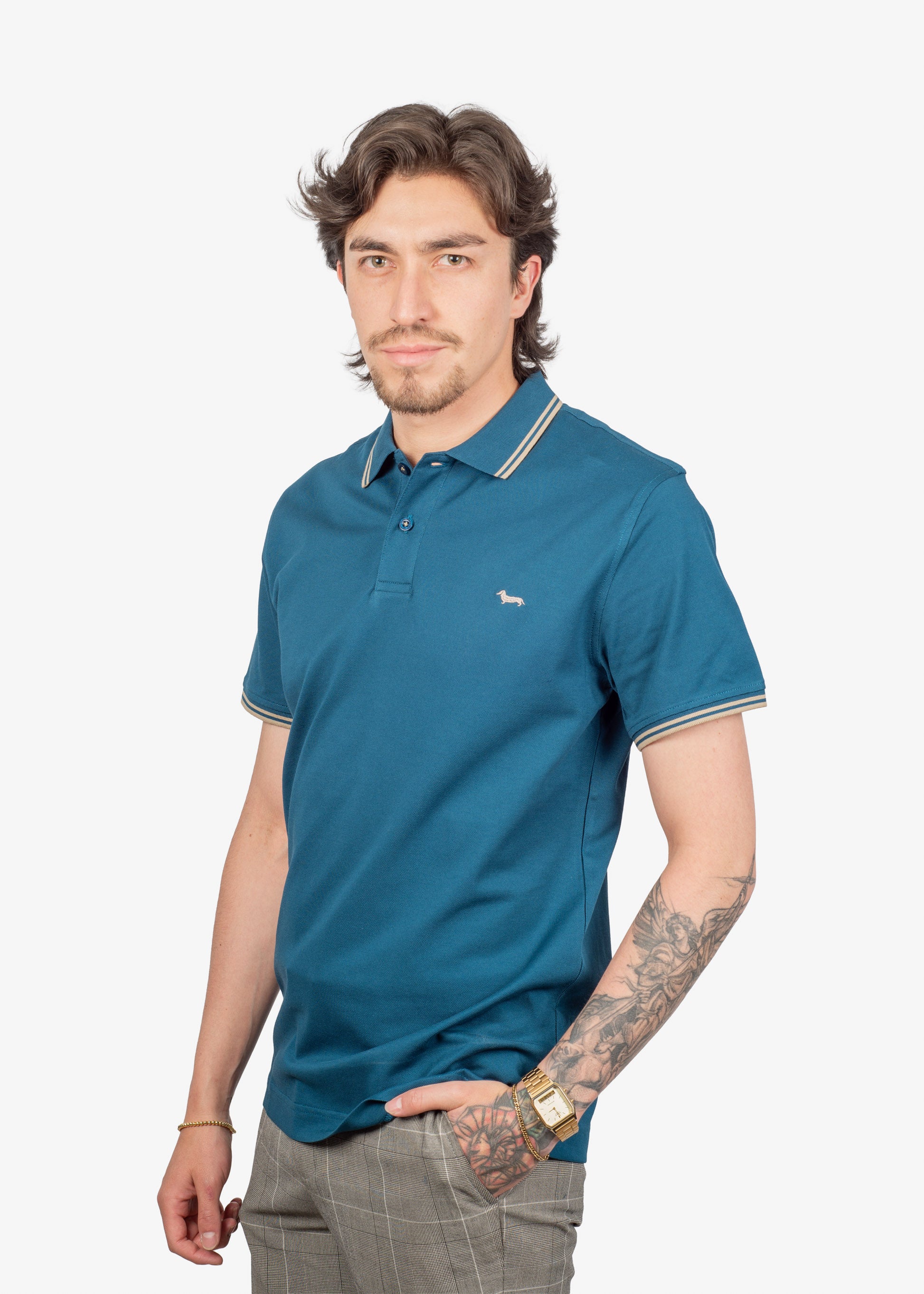 Camiseta Polo Azul Algodón H&B