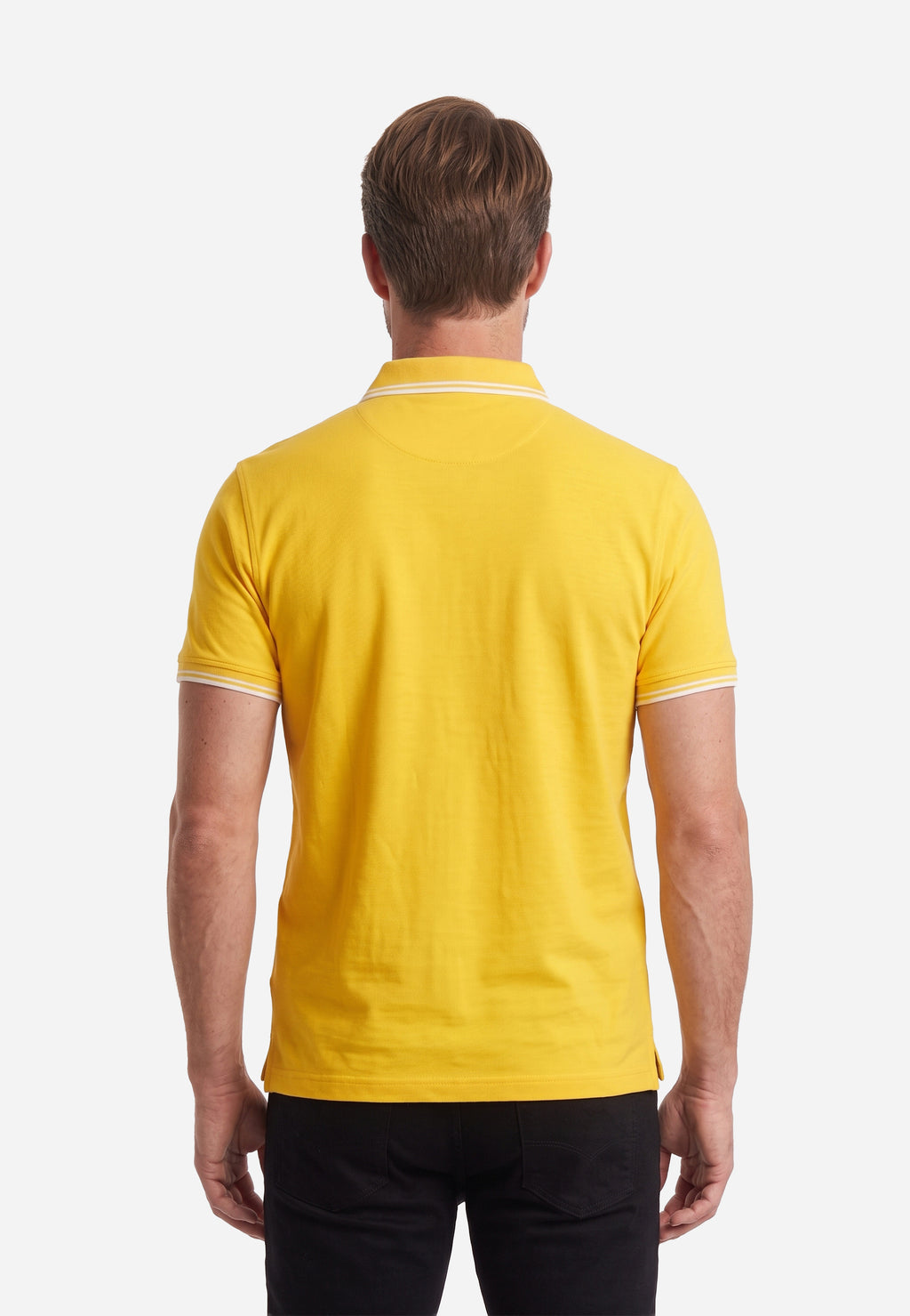 Camisa Tipo Polo Amarilla Con Ribetes Blancos HYB.