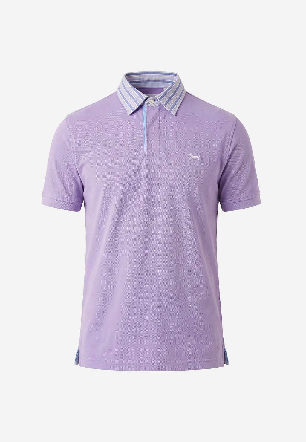 Camisa Tipo Polo Malva Con Cuello A Rayas HYB.