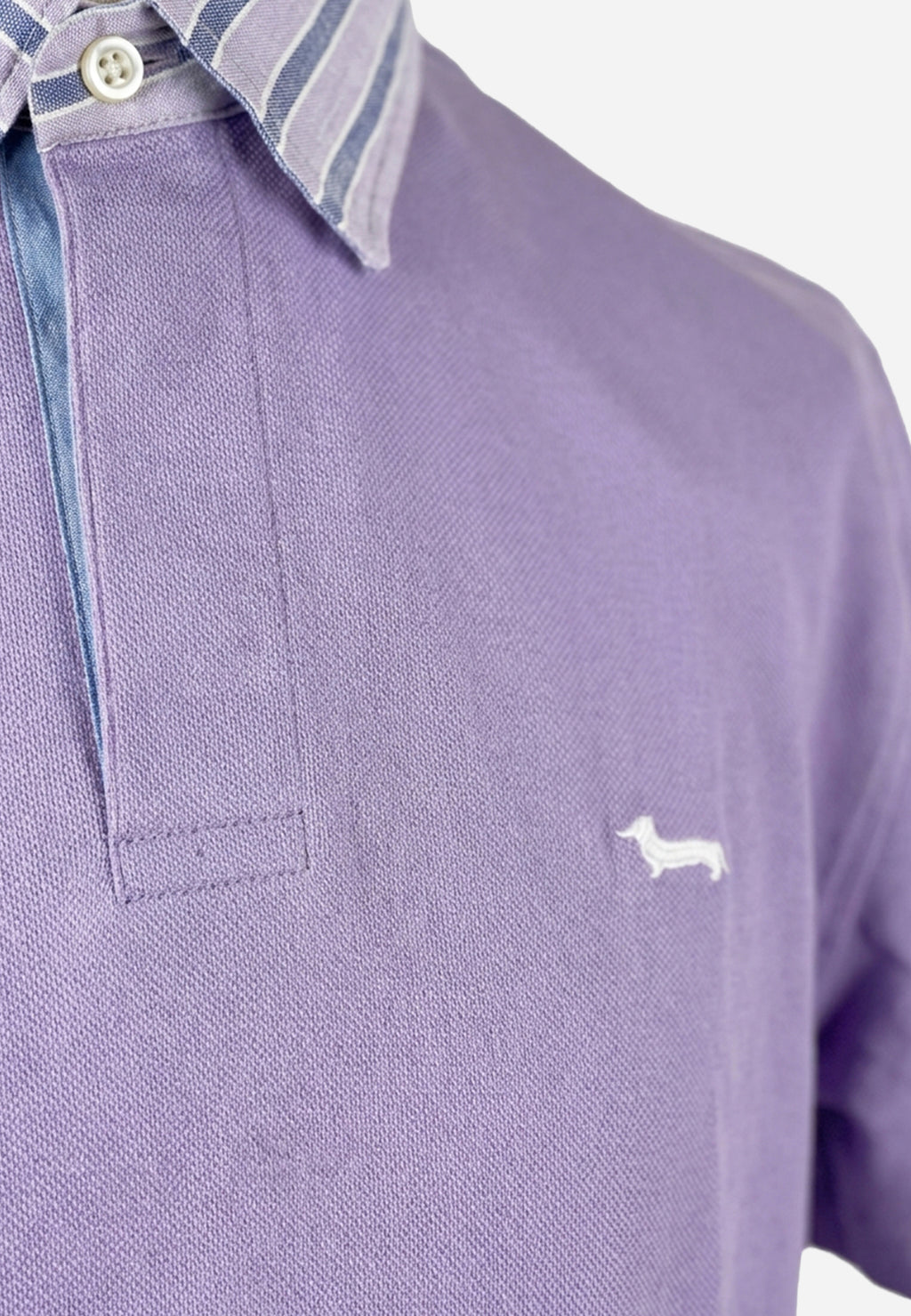 Camisa Tipo Polo Malva Con Cuello A Rayas HYB.
