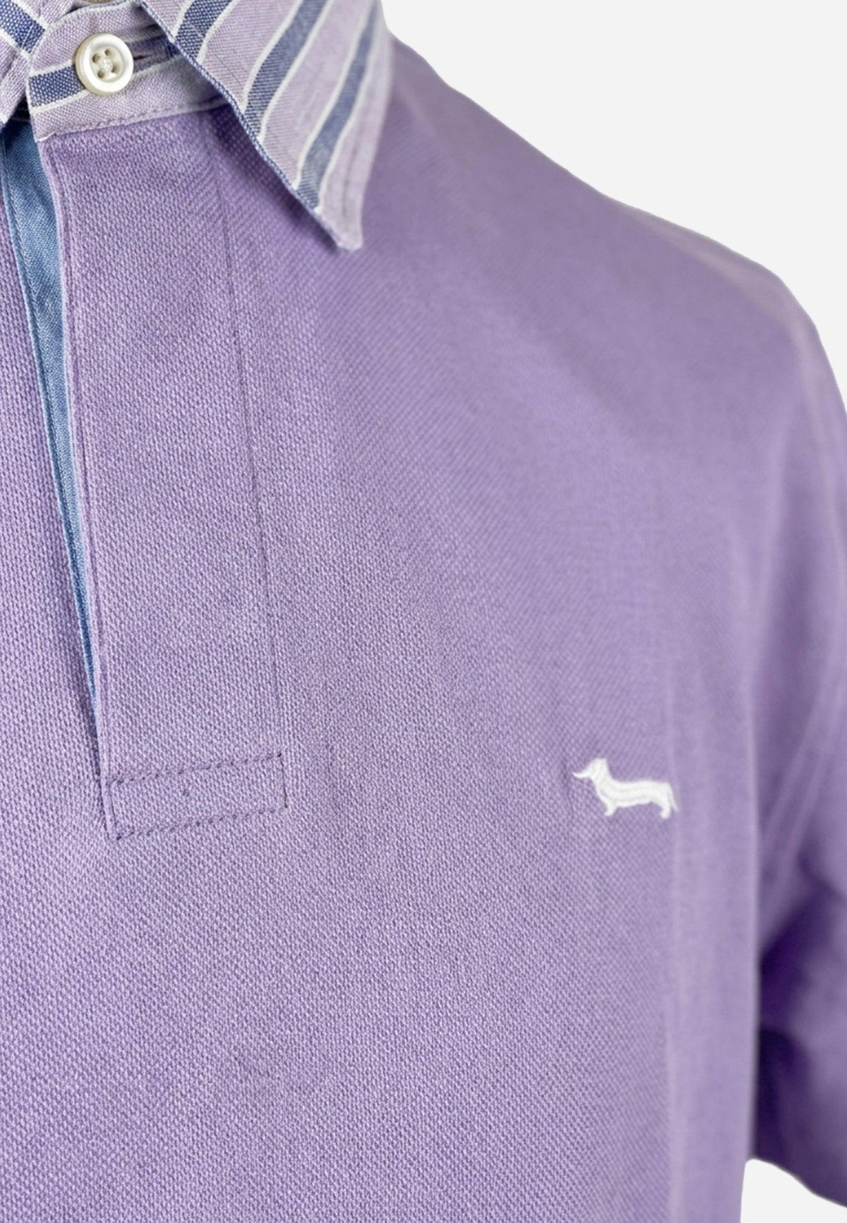 Camisa Tipo Polo Malva Con Cuello A Rayas HYB.
