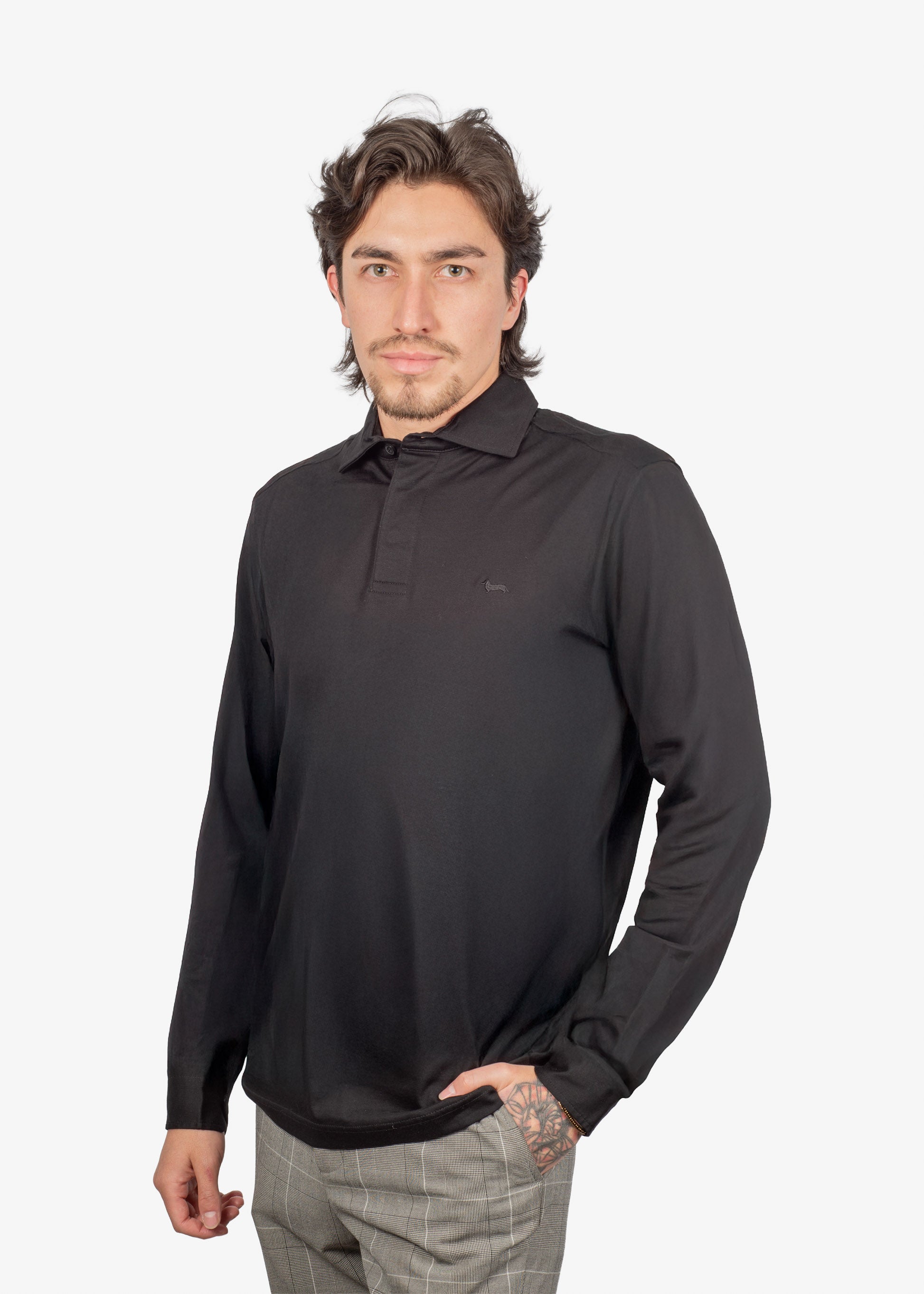 Camiseta Polo Negra Algodón H&B