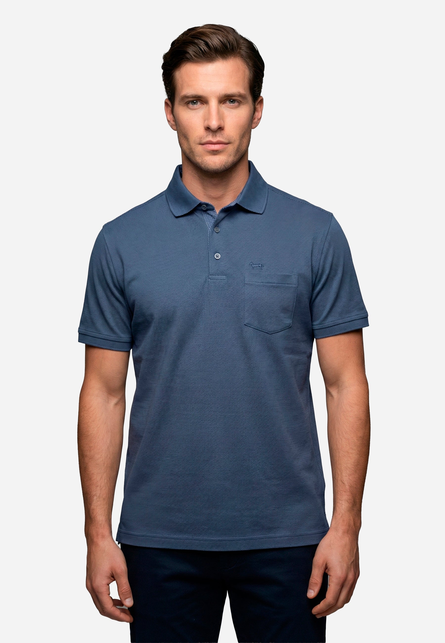 Camiseta Polo Azul Bolsillo H&B.