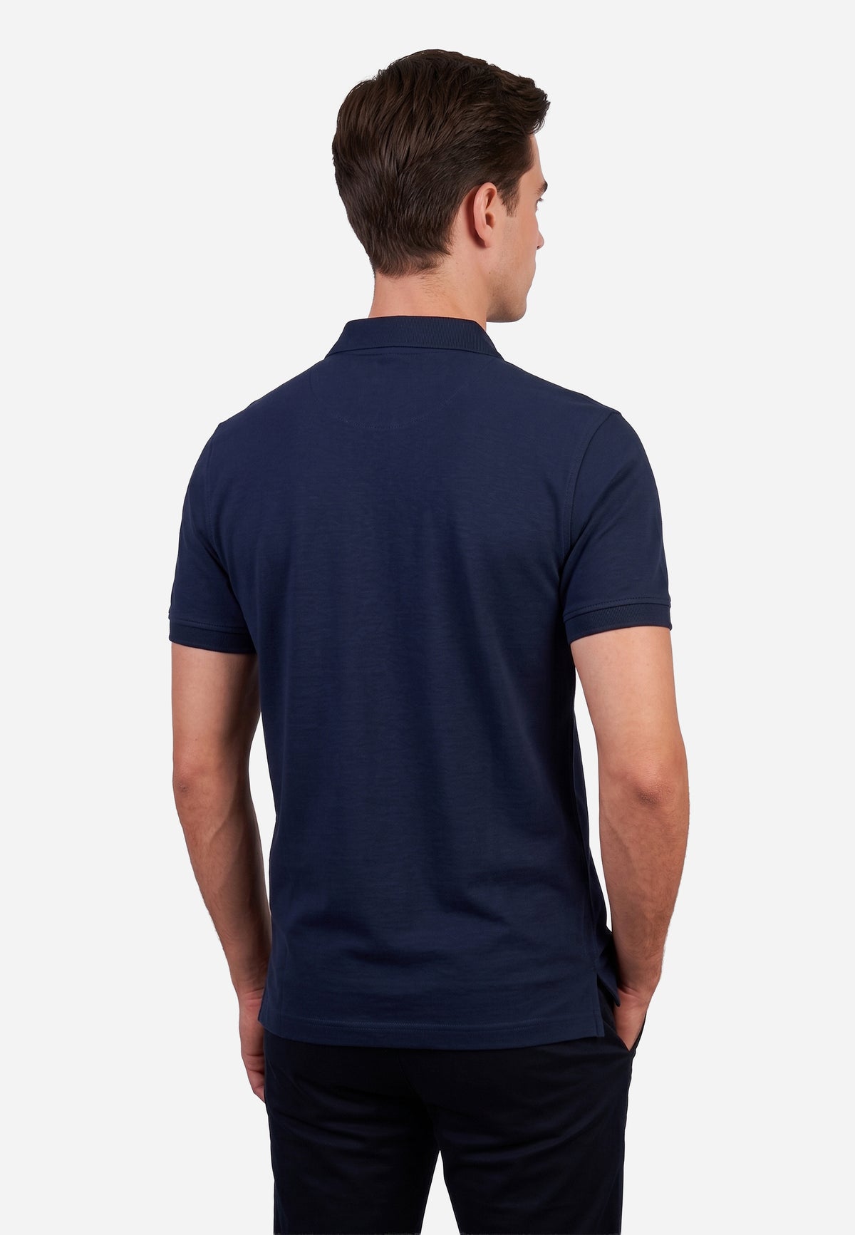 Camisa Tipo Polo Azul Marino De Lino HYB.