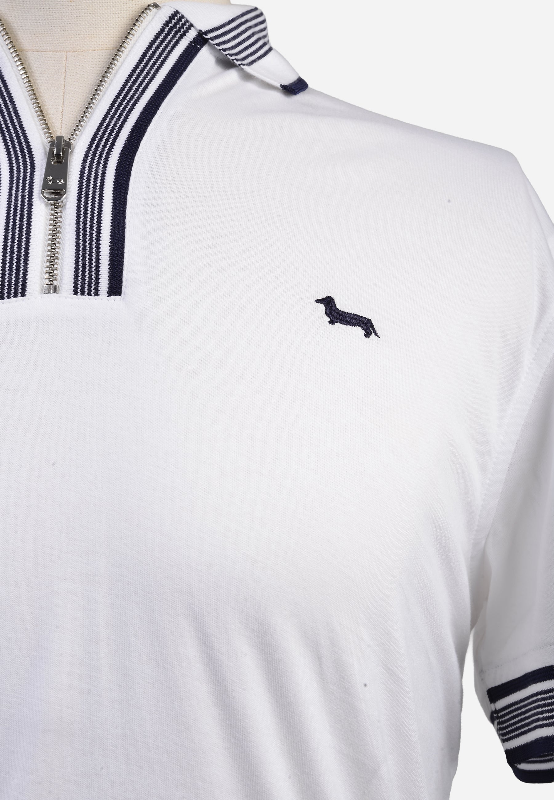 Camiseta Polo Hombre Blanca/Negro H&B