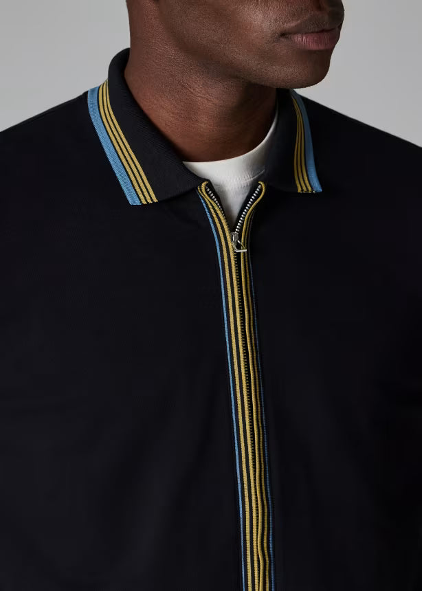 Camiseta Polo Manga Larga Zipper Full Negro P.S.