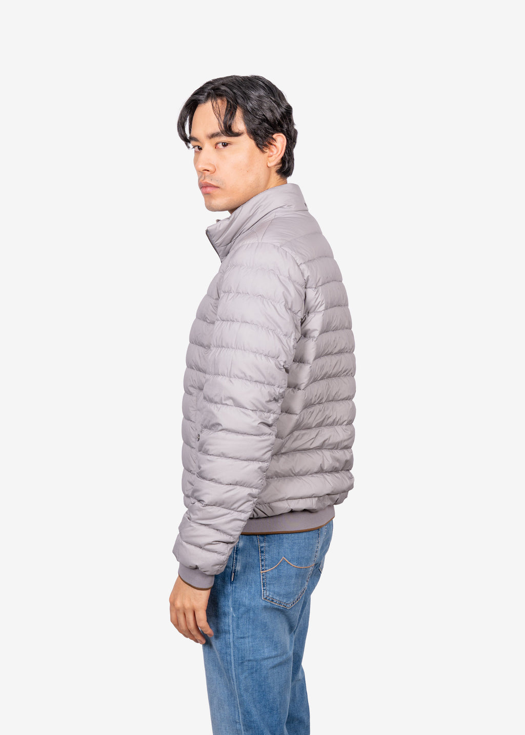 Chaqueta Acolchada Hombre Gris Nylon