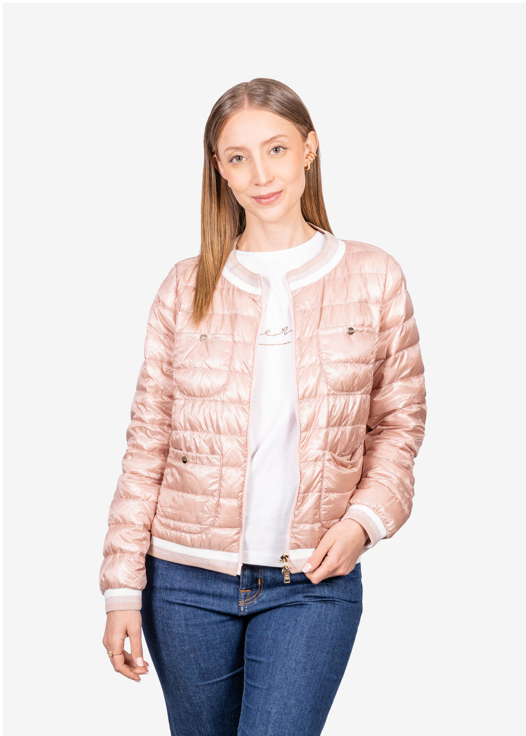 Chaqueta Acolchada Dama Palo Rosa