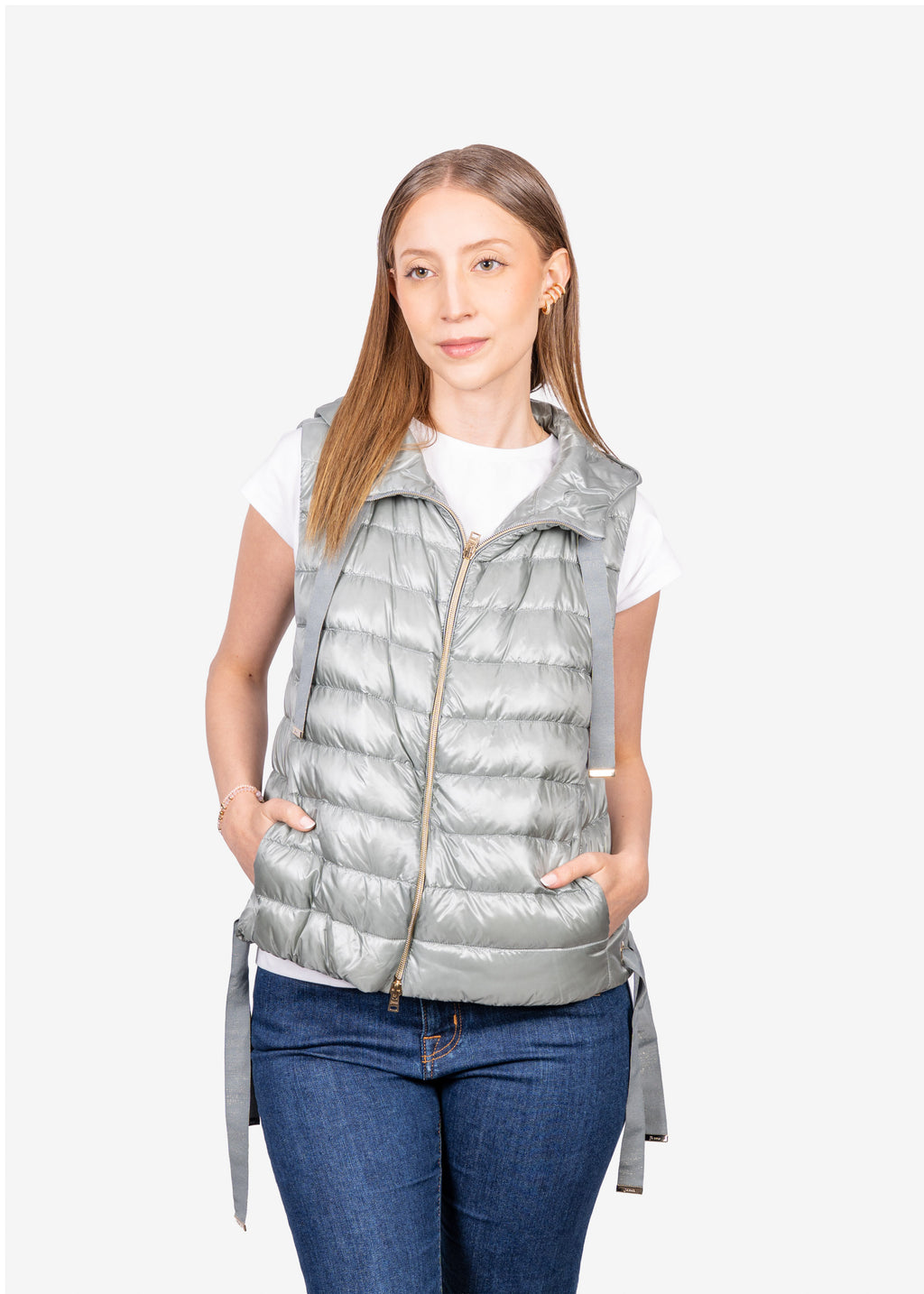 Chaleco Acolchado Dama con Capucha Polvere