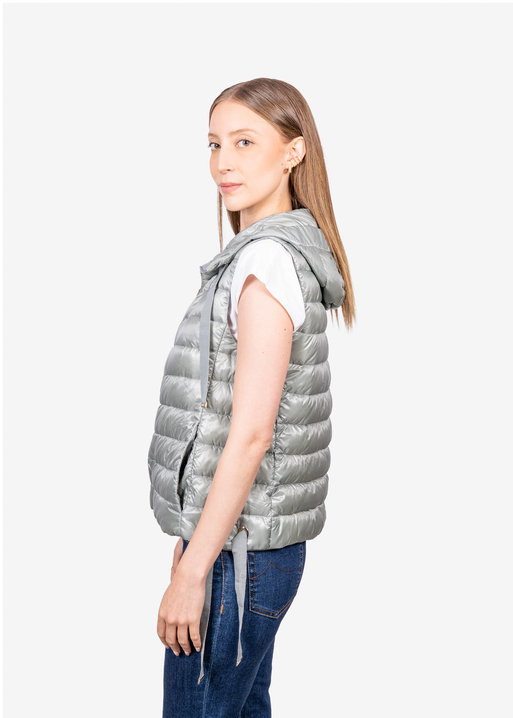 Chaleco Acolchado Dama con Capucha Polvere