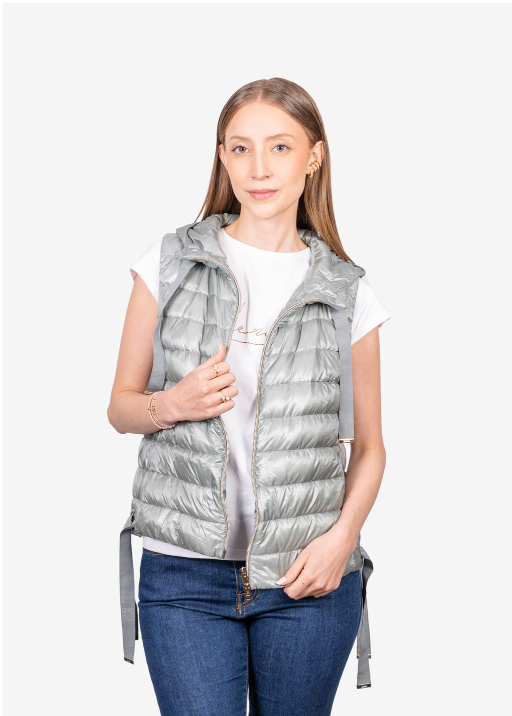 Chaleco Acolchado Dama con Capucha Polvere