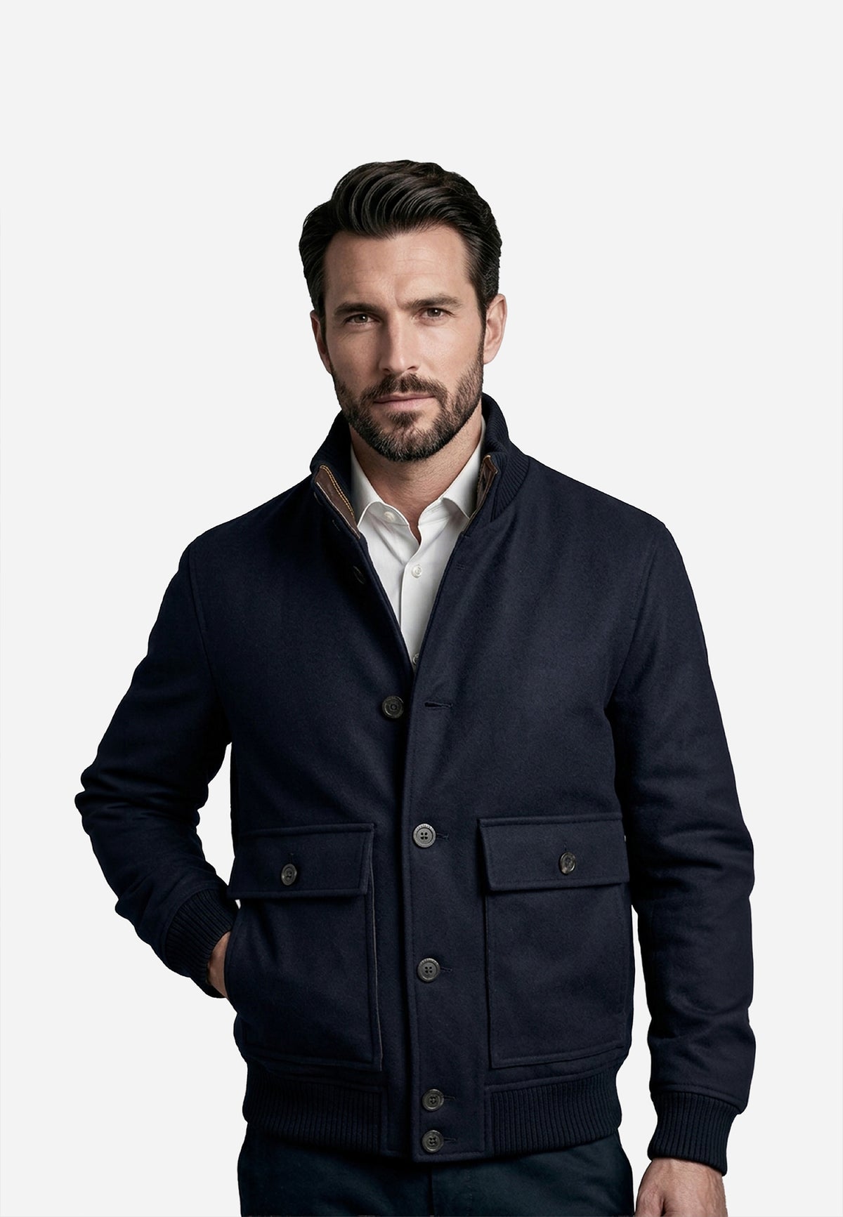 Chaqueta Azul Marino Estilo Bomber P.