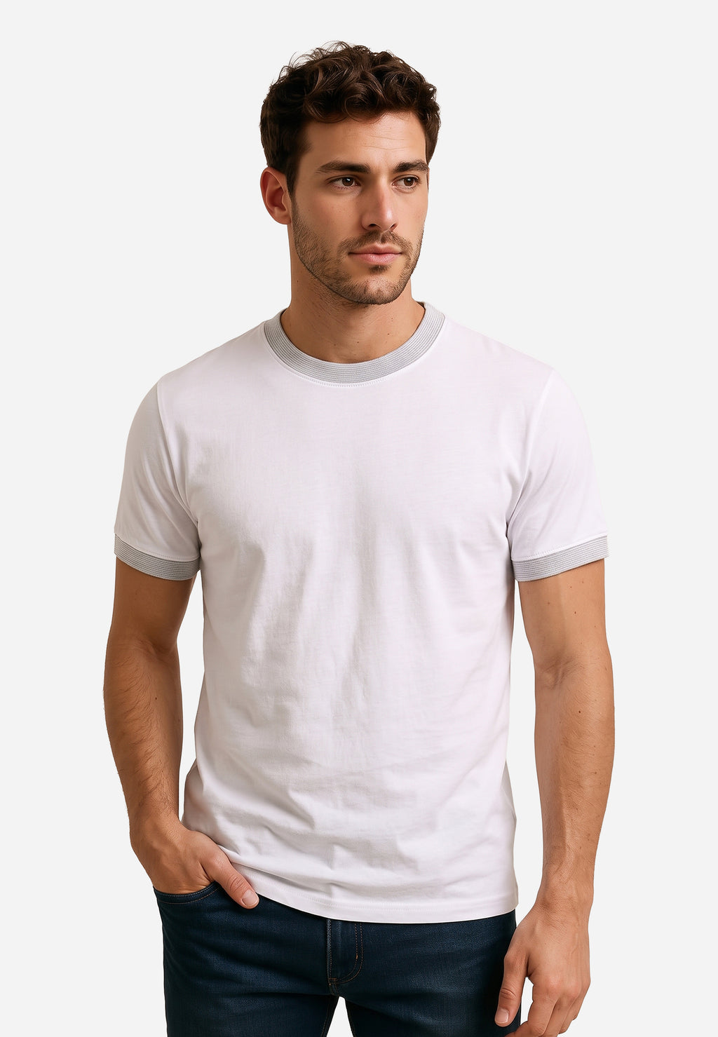 Camiseta T-Shirt Ringer Blanco P.