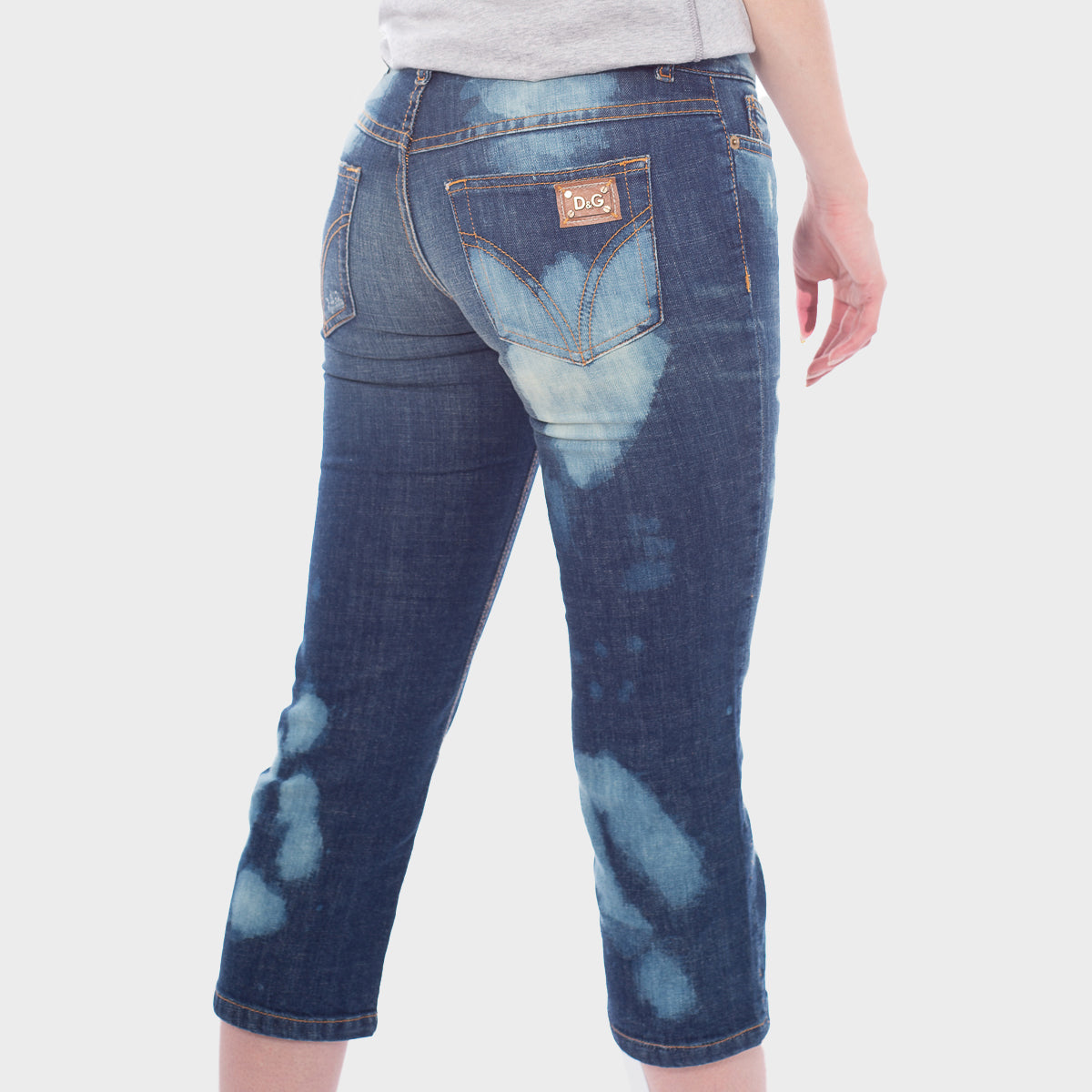 Pantalón Vaquero Capri Con Efecto Desgastado En Azul D&G.