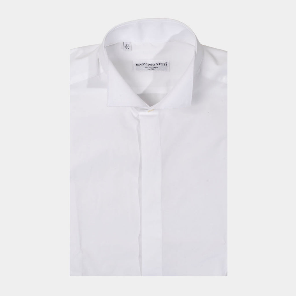 CAMISA EDDY MONETTI BLANCO ALGODON SMOKING (AU1-023 DIPLOMATICO)
