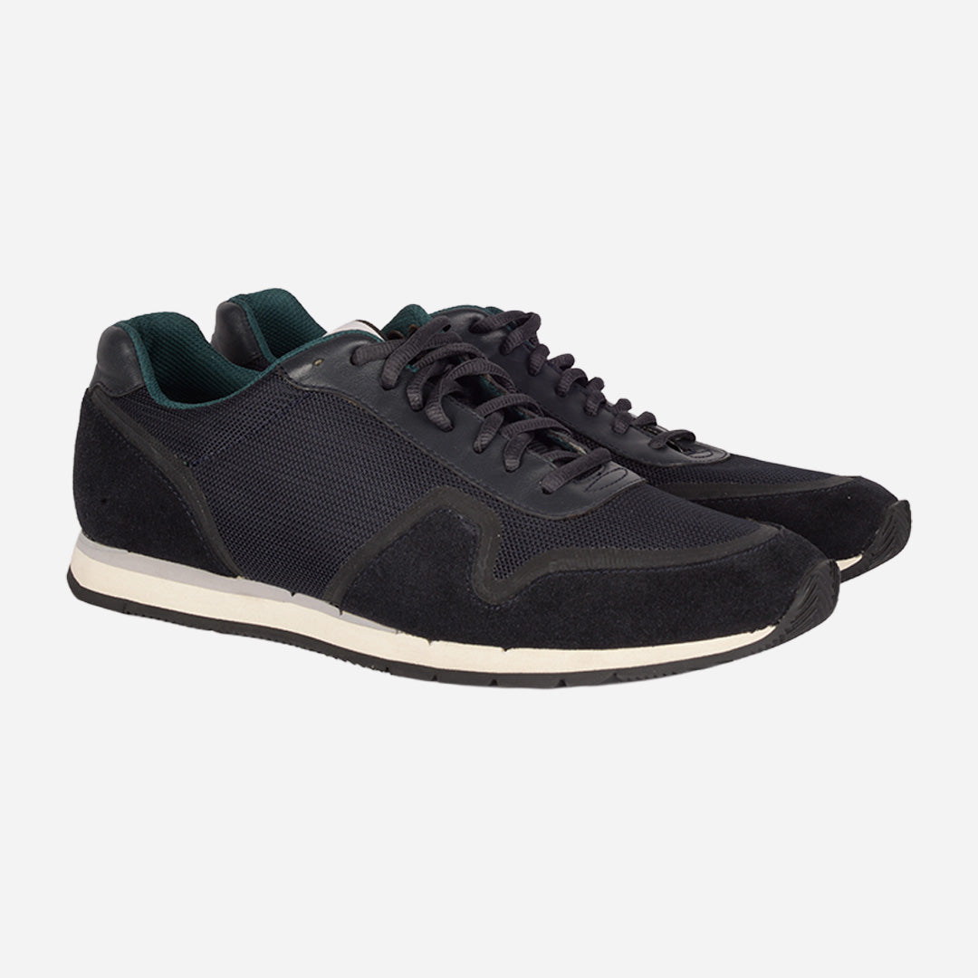 Tenis Estilo Retro Running En Gamuza Y Malla Azul Marino PS.