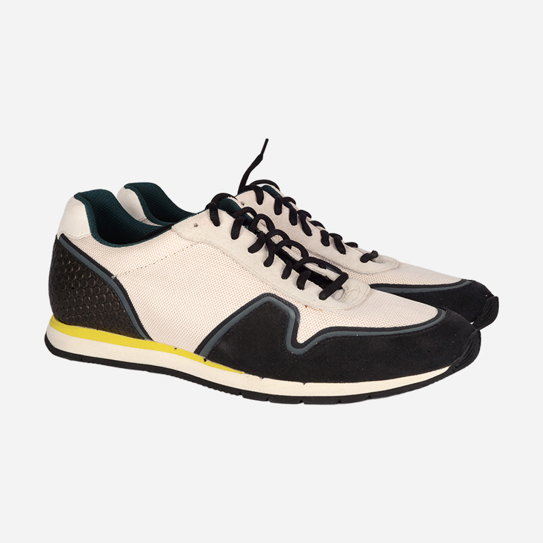 Tenis Estilo Retro Running En Malla Beige Con Detalles En Contraste PS.