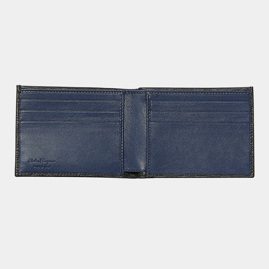 Billetera Bifold Gancini Negra/Azul S.F.