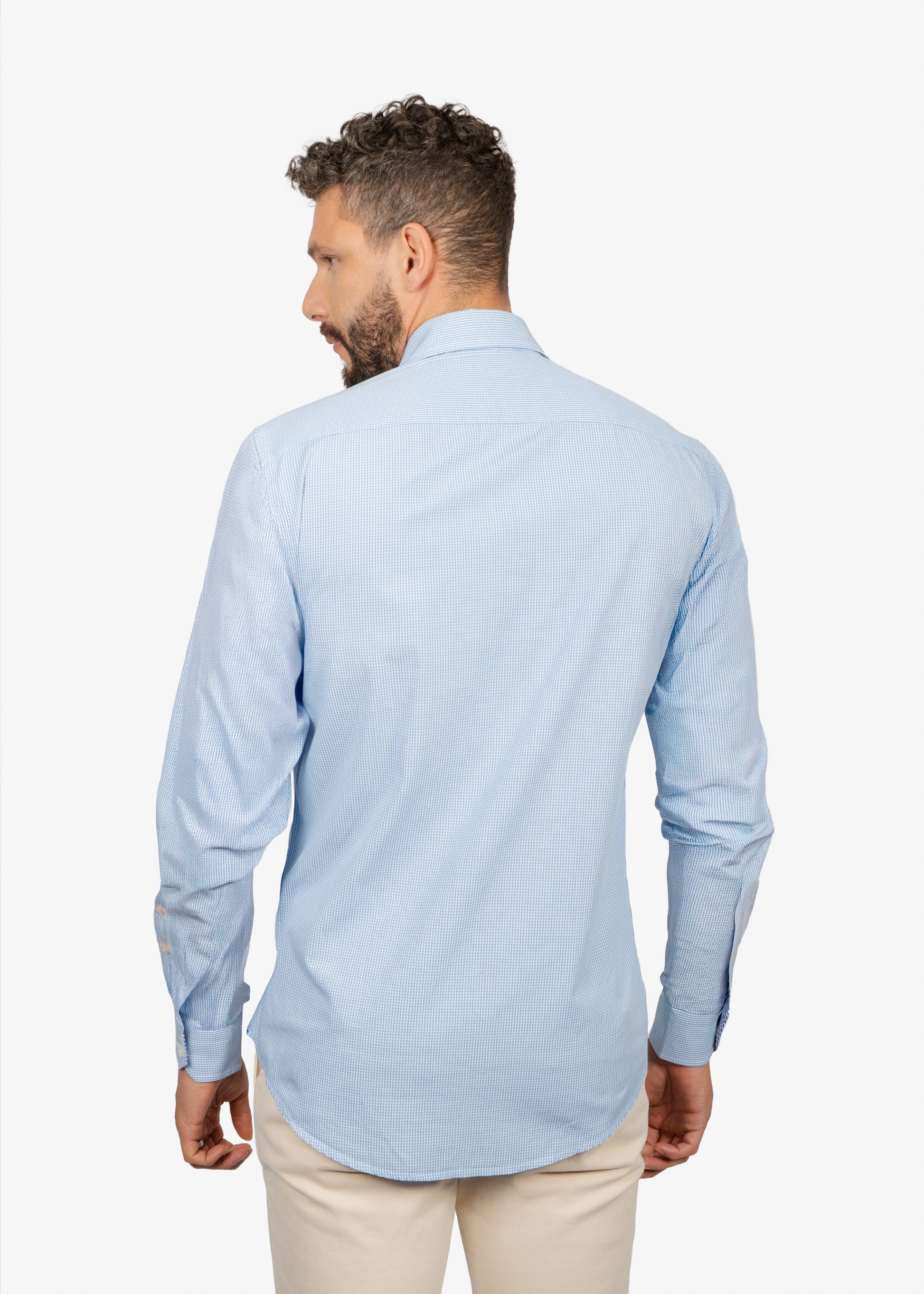 CAMISA SPORT HARMONT & BLAINE AZUL CUAD ALGODON (CNM012011464I-810)