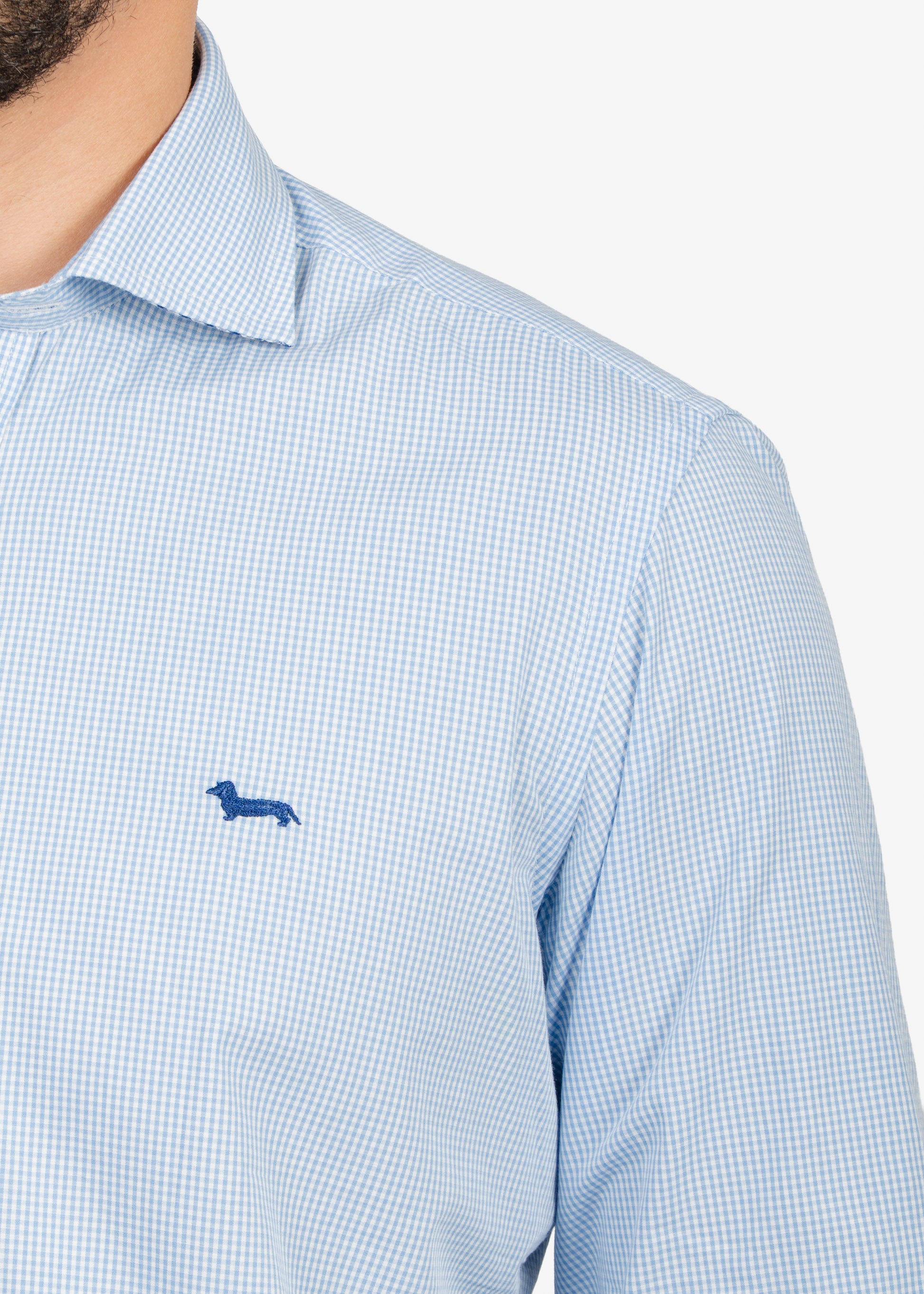 CAMISA SPORT HARMONT & BLAINE AZUL CUAD ALGODON (CNM012011464I-810)