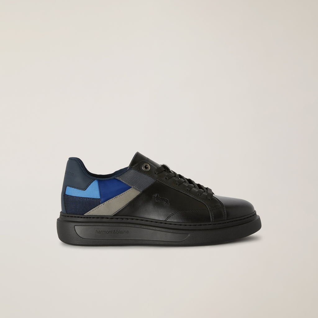 TENIS H&B SHOES NEGRO AZUL CUERO T-42.5