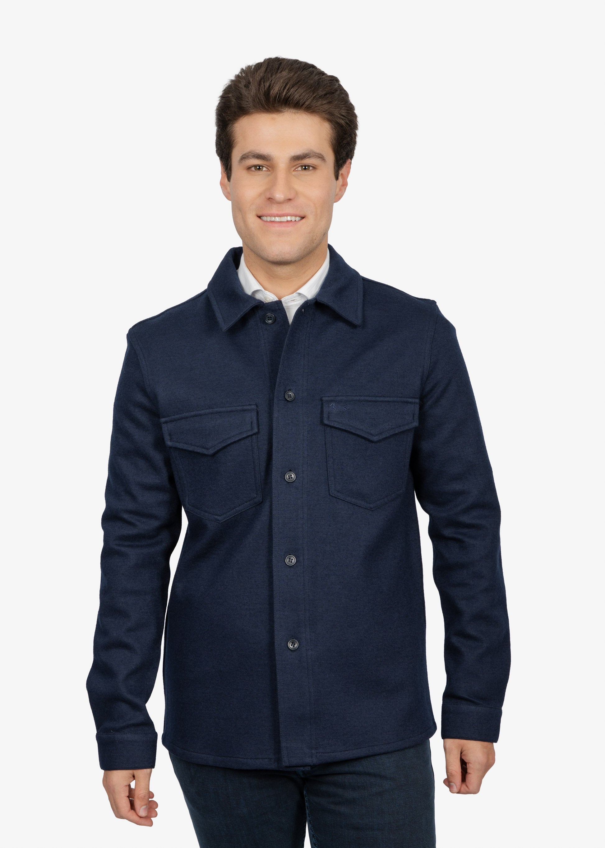 Chaqueta Azul Marino en Lana y Algodón H&B
