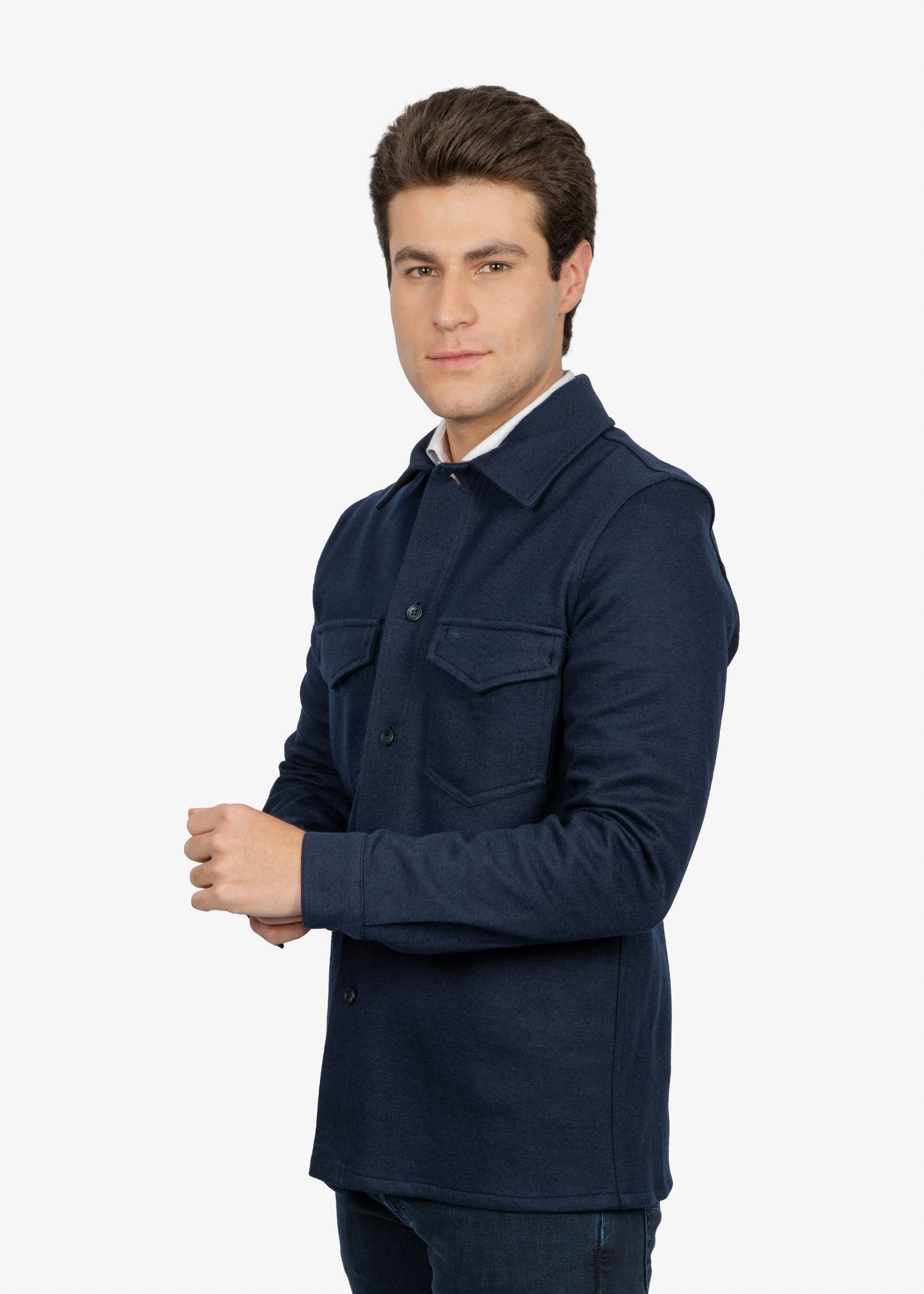 Chaqueta Azul Marino en Lana y Algodón H&B