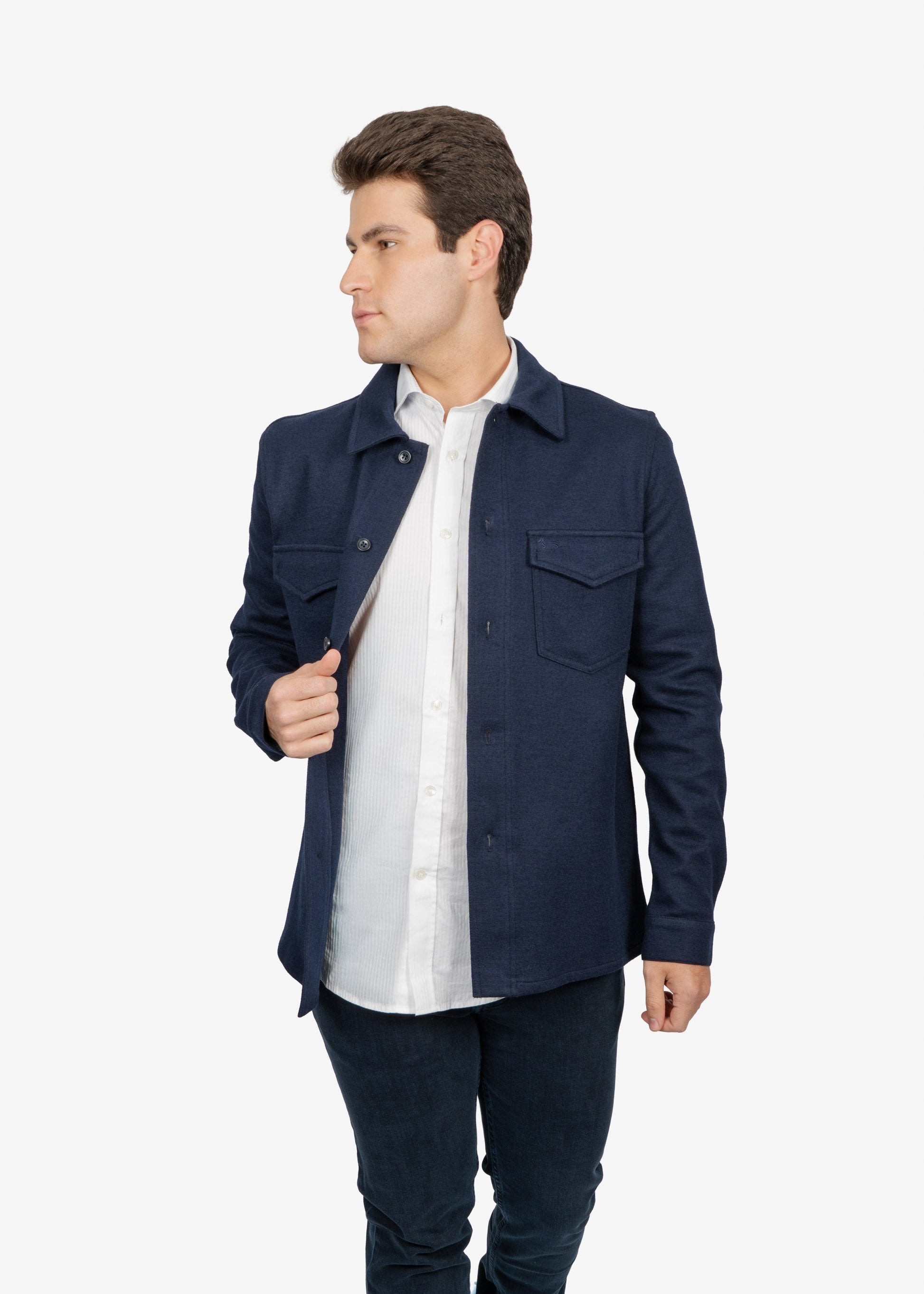 Chaqueta Azul Marino en Lana y Algodón H&B