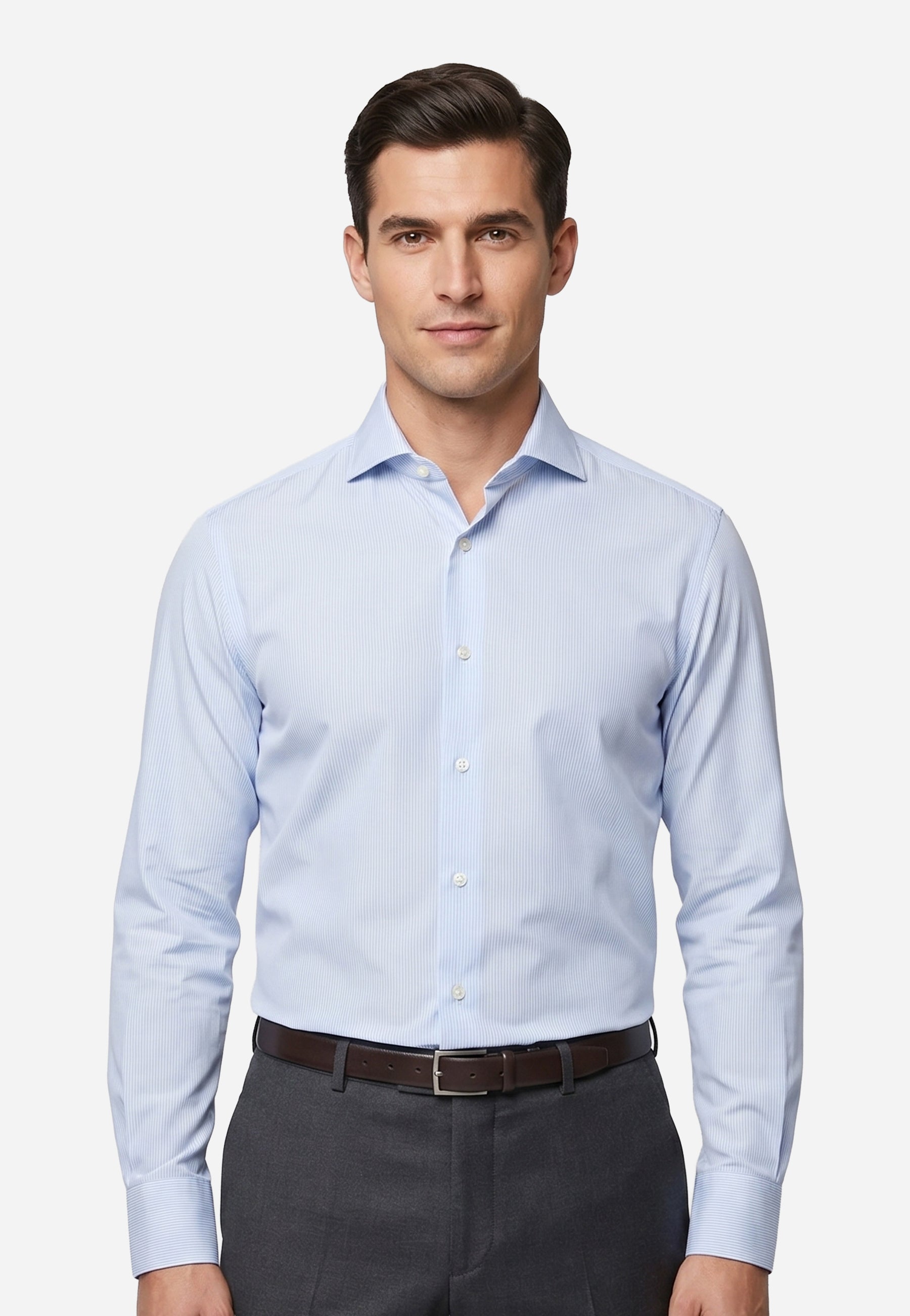 Camisa Rayas Finas Azul H.L.