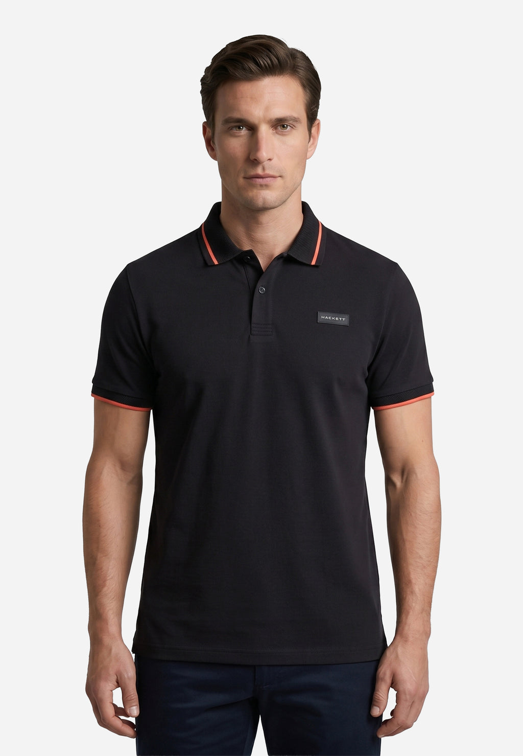Camiseta Polo Negra/Naranja H.L.