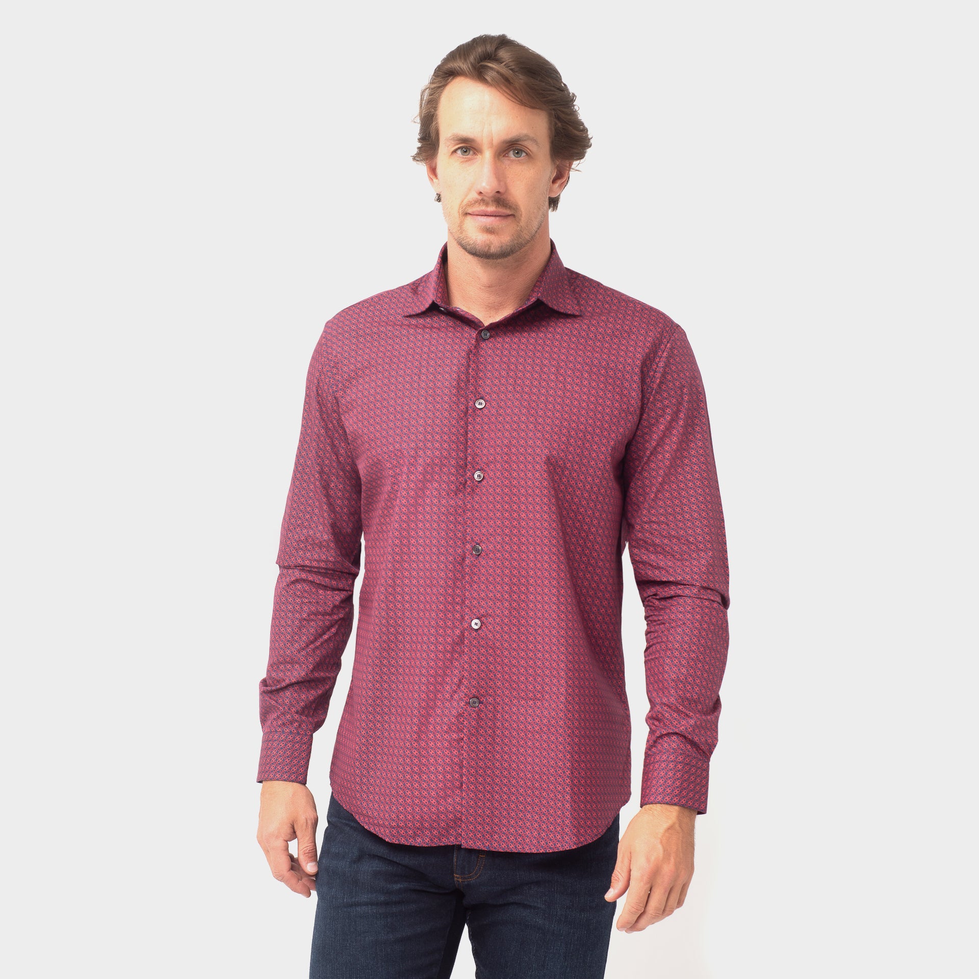 Camisa Hombre Vinotinto Estampado Gancinni S.F.